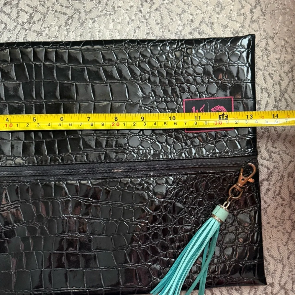 Makeup Junkie Bag Midnight Gator Large Clutch Cosmetic Pouch Black